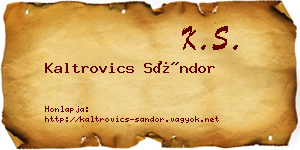 Kaltrovics Sándor névjegykártya